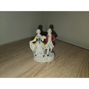 Vintage Occupied Japan Porcelain Hand Painted Man Lady Victorian Figurine 3"